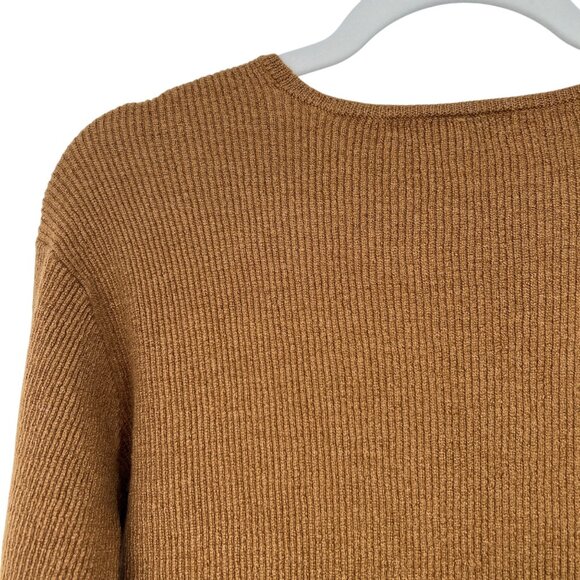 John Varvatos Womens Merino Wool Silk Blend Ribbed Knit Sweater Brown Size Mediu - Picture 5 of 11